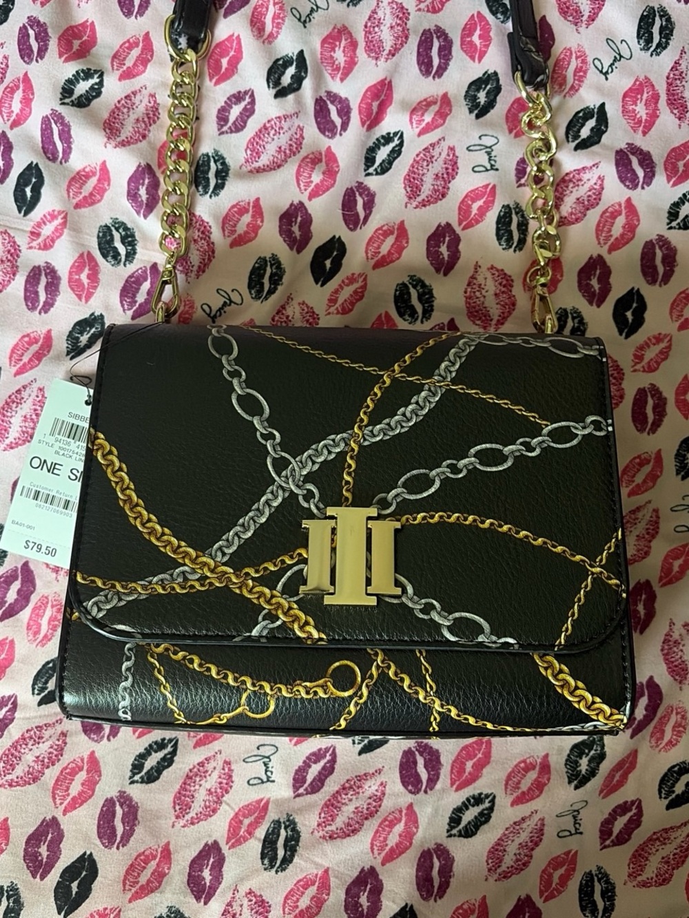 INC International Concepts Sibbell black/gold crossbody purse